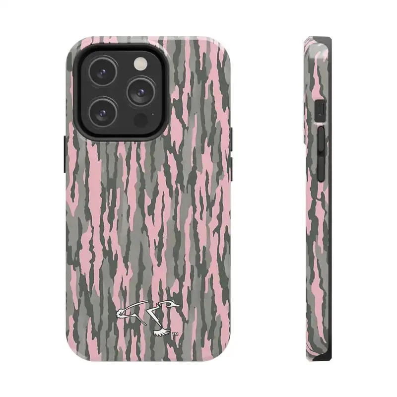 Bold Pink Camo iPhone 17- 11 Cases Featuring Tree Bark Texture & Cute Camouflage Bow On White,Halloween,Horror,Character,Silicone