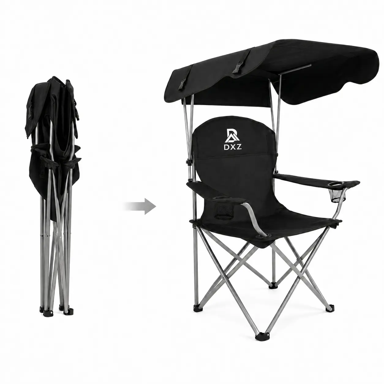 Portable Foldable Camping Chair - Heavy Duty Durable Unisex Model with UV-Protective Canopy, 330lbs Capacity, Shoulder Strap, Dual Cup Holders, Ideal for Camping, Beach, Sporting Events (3Colors) tiktokshopbacktoschool