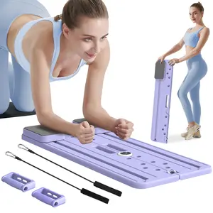 AddWin Pilates Board with Resistance Bands Foldable Home Gym Equipment Vertical Folding No-Jam Design Full-Body Workout Reformer for Core|Arms|Legs Compact Fitness Trainer for Women