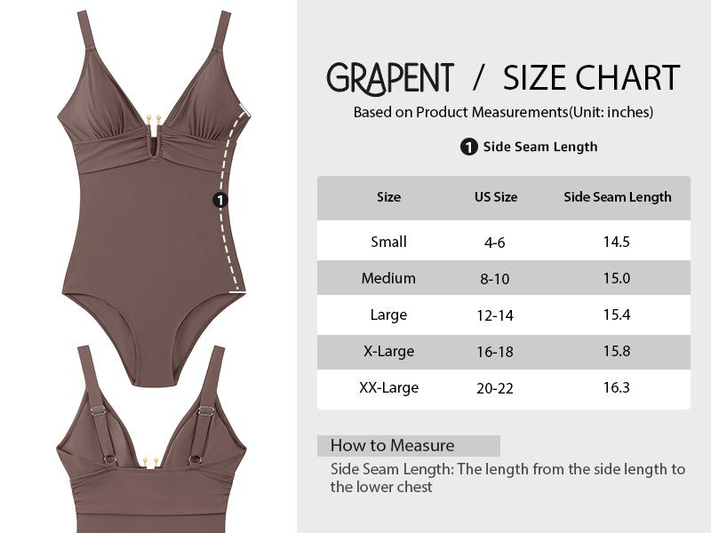 GRAPENT One Piece Swimsuit Women Ruched Sexy Plunge U Hook Bathing Suit Swimwear 2026 Swimming Beach Vacation Outfit