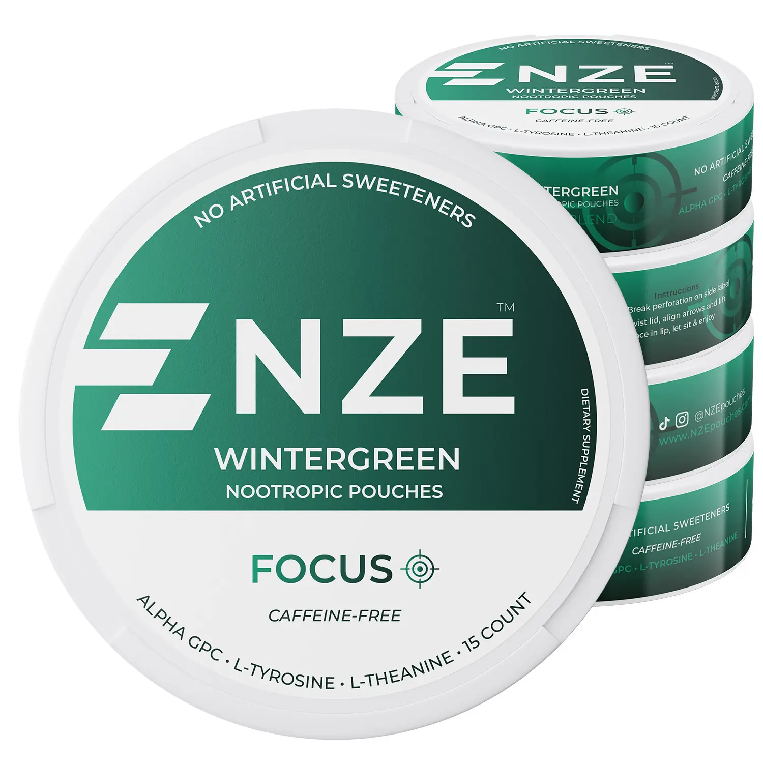 NZE Caffeine Free Nootropic Pouches  - Nootropic Pouches with Alpha GPC, L-Tyros...