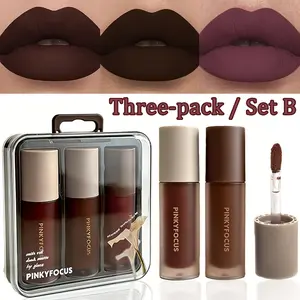 Matte Liquid Lipstick 3-Piece Set, Lip Products Makeup, with Colors, Fade-Resistant & Transfer-Proof Long-Lasting Pigment Essential for Students & Professionals Creates Looks Unisex Premium Lip Kit, Lip Makeup Kit, Perfect Christmas Gift Set
