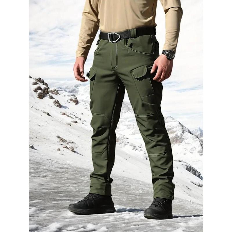 HOMUG Windproof Warm Men's Outdoor Military Tactical Pants Soft Shell Fleece Lined Solid Color Sports Style Regular Fit Mid Waist Woven Fabric with Pockets No Belt Casual Weekend Wear Autumn Winter Season