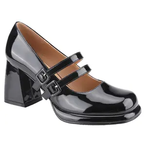 Belovely Women's Chunky Heel Platform Mary Janes - Coquette Aesthetic Square Toe Pumps in Patent Leather for Casual Wear