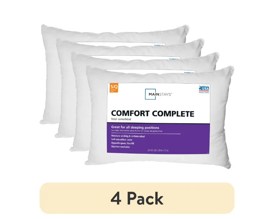 Comfort Complete Bed Pillow Standard Queen 4 Pack for All Sleeping Positions