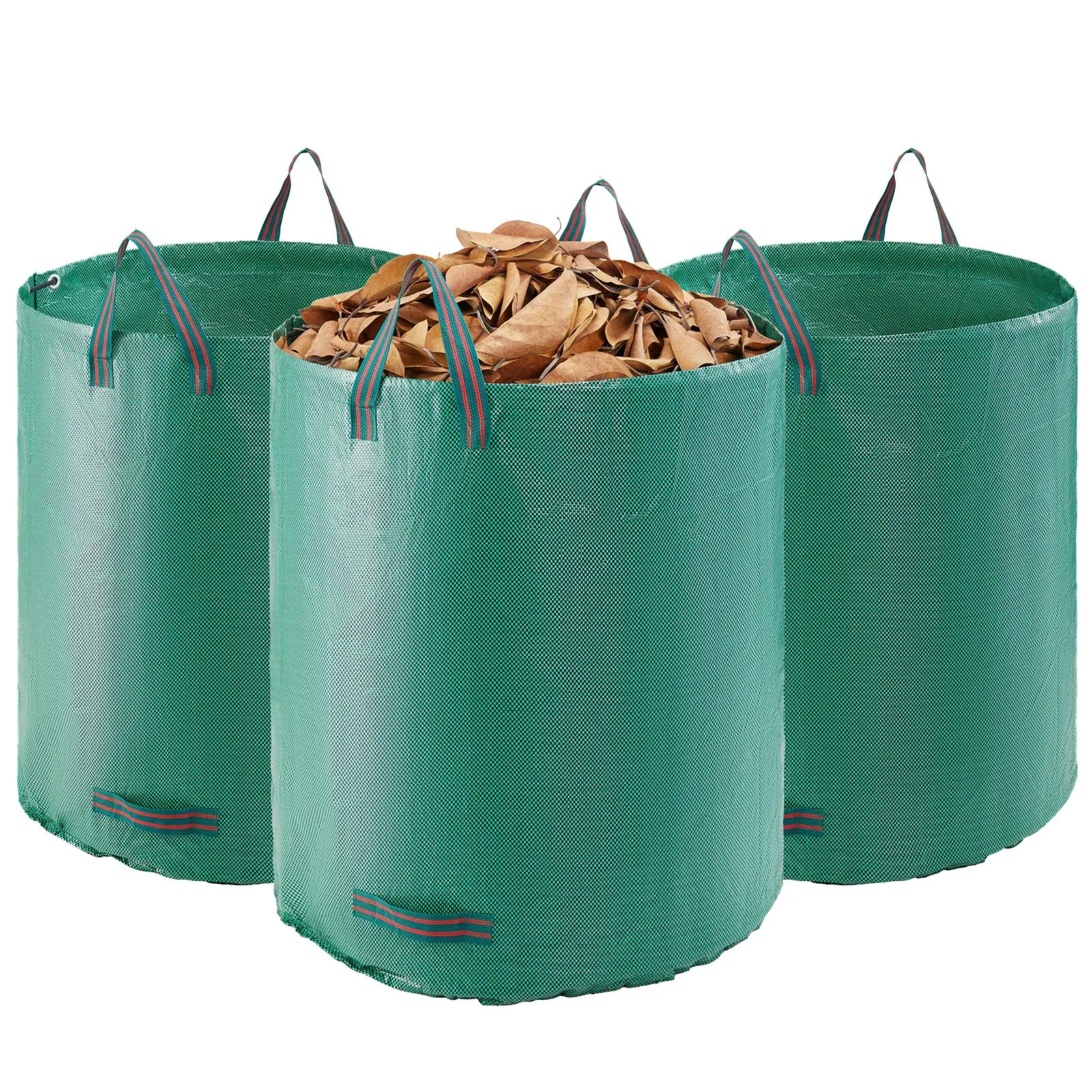 VEVOR 3-Pack 72 Gallon Reusable Yard Waste Bag, Large Lawn Garden Bags, Heavy Duty Collapsible Garden Leaf Trash Container, Stand-Up Grass Clipping Bin, with Reinforcement Ring and Handles, 26.4x30 in