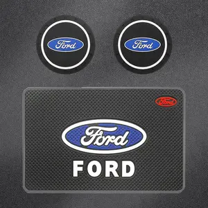 Car Coaster Water Cup Slot Non-Slip Mat Dashboard Anti-Slip Pad For Ford Focus 2 3 4 MK2 MK3 MK4 ST F150 Mondeo Fiesta Fusion Ranger Mustang Shelby Kuga Edge Explorer Ecosport Transit Escape Car Accessories