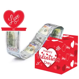 Surprise Valentine's Day Party Theme Decoration Cash Pull Money Box, Holiday Party Atmosphere Setup Prop Gift Box, Event Decorations