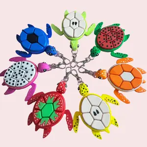 Turtle Fidget Clickers Desktop and Keychains - Sensory Toy for Autism ADHD Stress Anxiety Relief - Bright Colorful Fruit Designs with Attached Keychain - Great for Desks Backpacks or Gifting