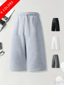 Men’s summer casual athletic shorts, three-quarter length, loose straight fit, comfortable breathable fabric