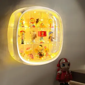 3-Tier Clear Figure Display with Lights – Wall-Mounted Dustproof Showcase with Magnetic Door – Large Storage Organizer for Action Figures & Collectibles