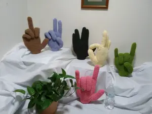 Decorator Pillow ASL Soft Sculpture Large Hand Pillow Room Decor Hand Gesture Crochet Hand Throw Pillow