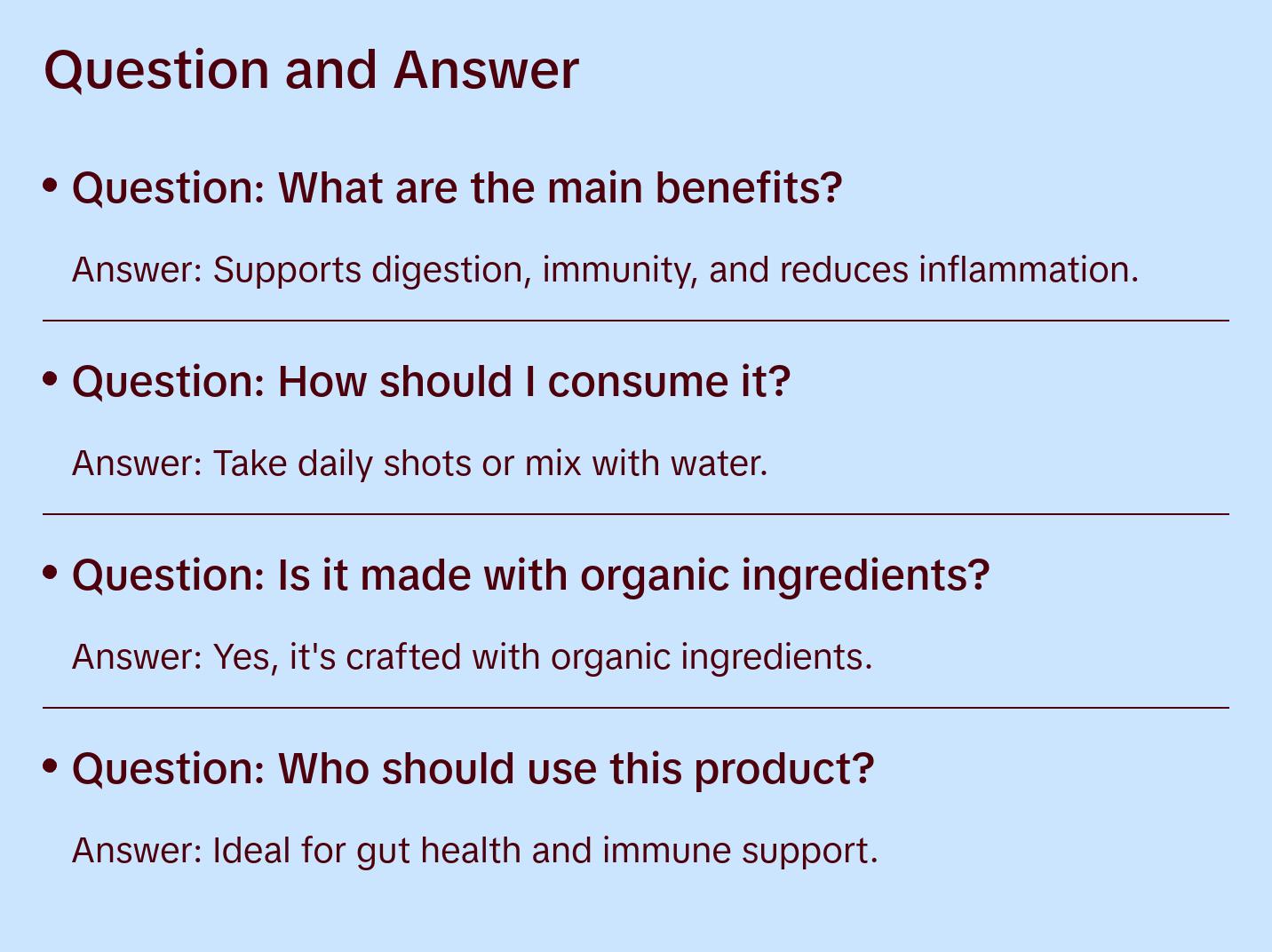 Organic Fire Cider Elderberry Hibiscus Probiotic & Gut Tonic for Immunity