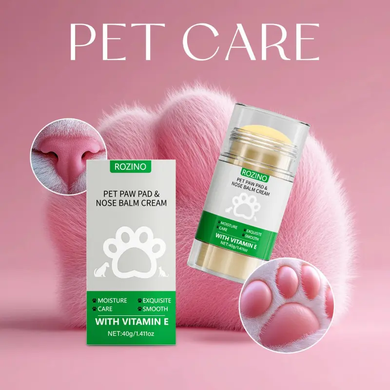 Rozino Vitamin E Enriched Pet Paw & Nose Balm Cream - 40g Ultra Moisturizing Protective Treatment for Dogs & Cats Dry Cracked Paws & Noses Natural Soothing Formula
