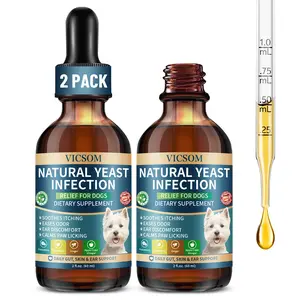 VICSOM Melatonin Drops for Dogs, 2 Pack Liquid Calming Supplement, Relaxation & Bedtime Routine Support, with L-Theanine, Valerian Root & Passionflower, for Small Medium Large Dogs, 60 ml Each