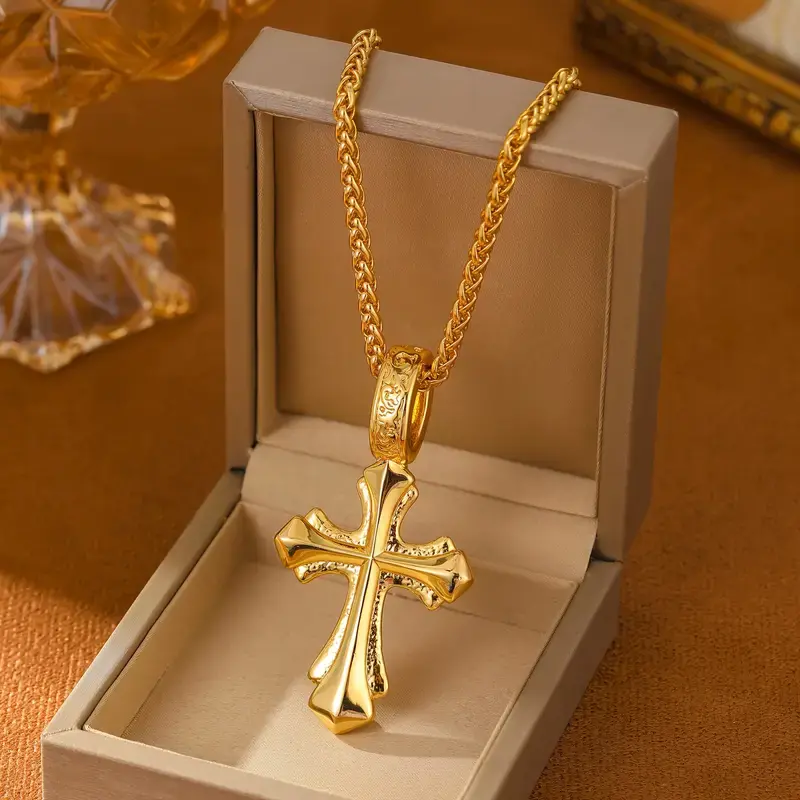 Copper Vintage-Inspired Cross Pendant Necklace