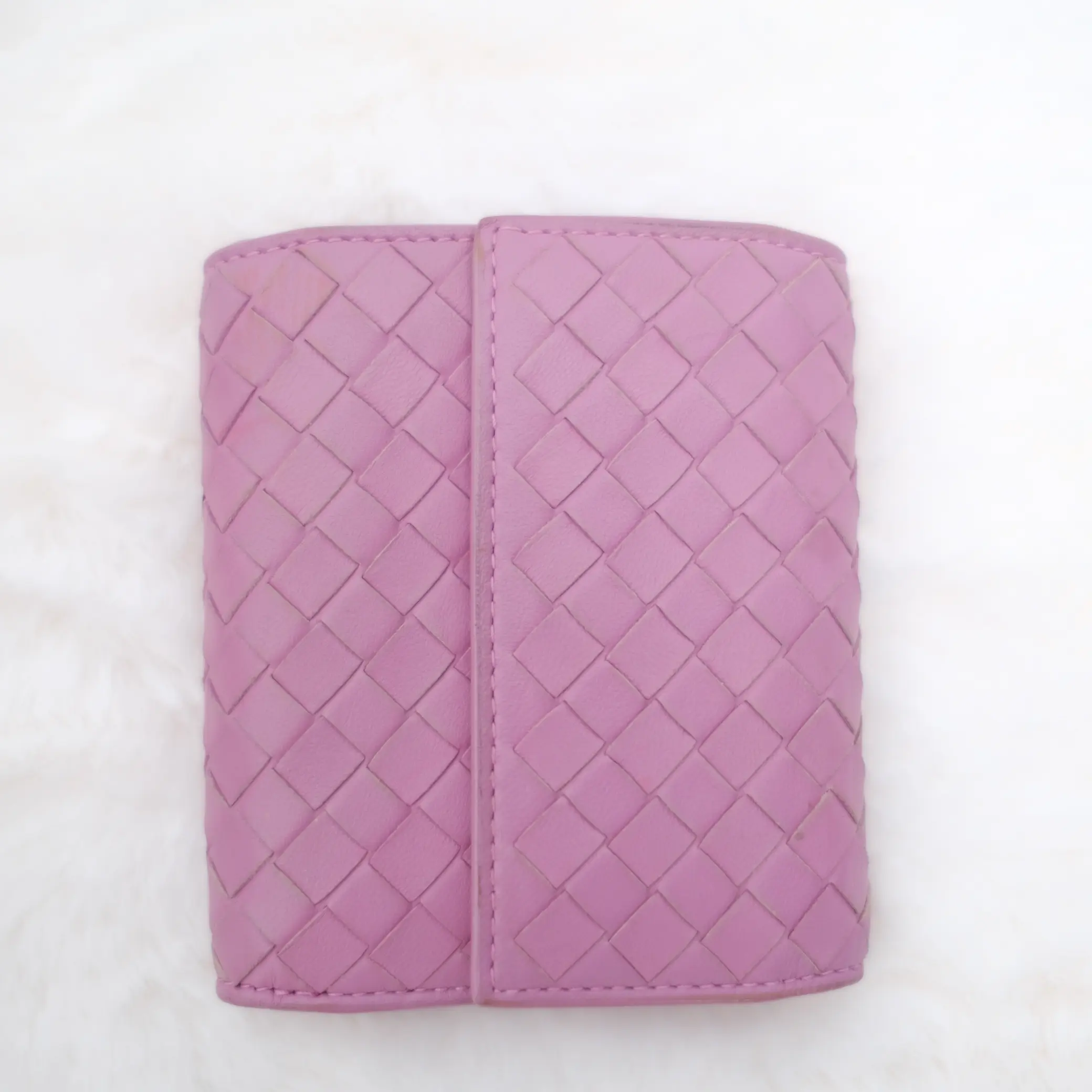 Pre-owned BOTTEGA VENETA Intrecciato Small Blush Lambskin Wallet