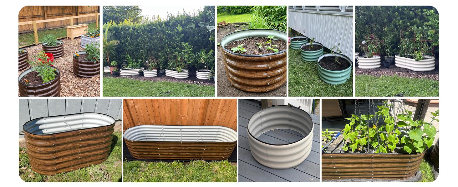 3 Pcs 2x2x1ft Round Galvanized Raised Garden Bed Kit Outdoor, Metal Planter Box for Planting Plants Vegetables, White 3 Pcs 2x2x1ft Round Galvanized Raised Garden Bed Kit Outdoor, Metal Planter Box for Planting Plants Vegetables, White