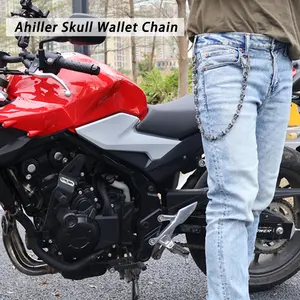 Ahiller Men's Accessories, Punk Gothic Hip Hop Style Pant Chain, Prototype Keychain, carabiner，Trendy Pant Accessory for Streetwear Lovers, Skull Design Anti-skid and anti-loss design, Fashionable Biker Pocket Chain and Belt Chain