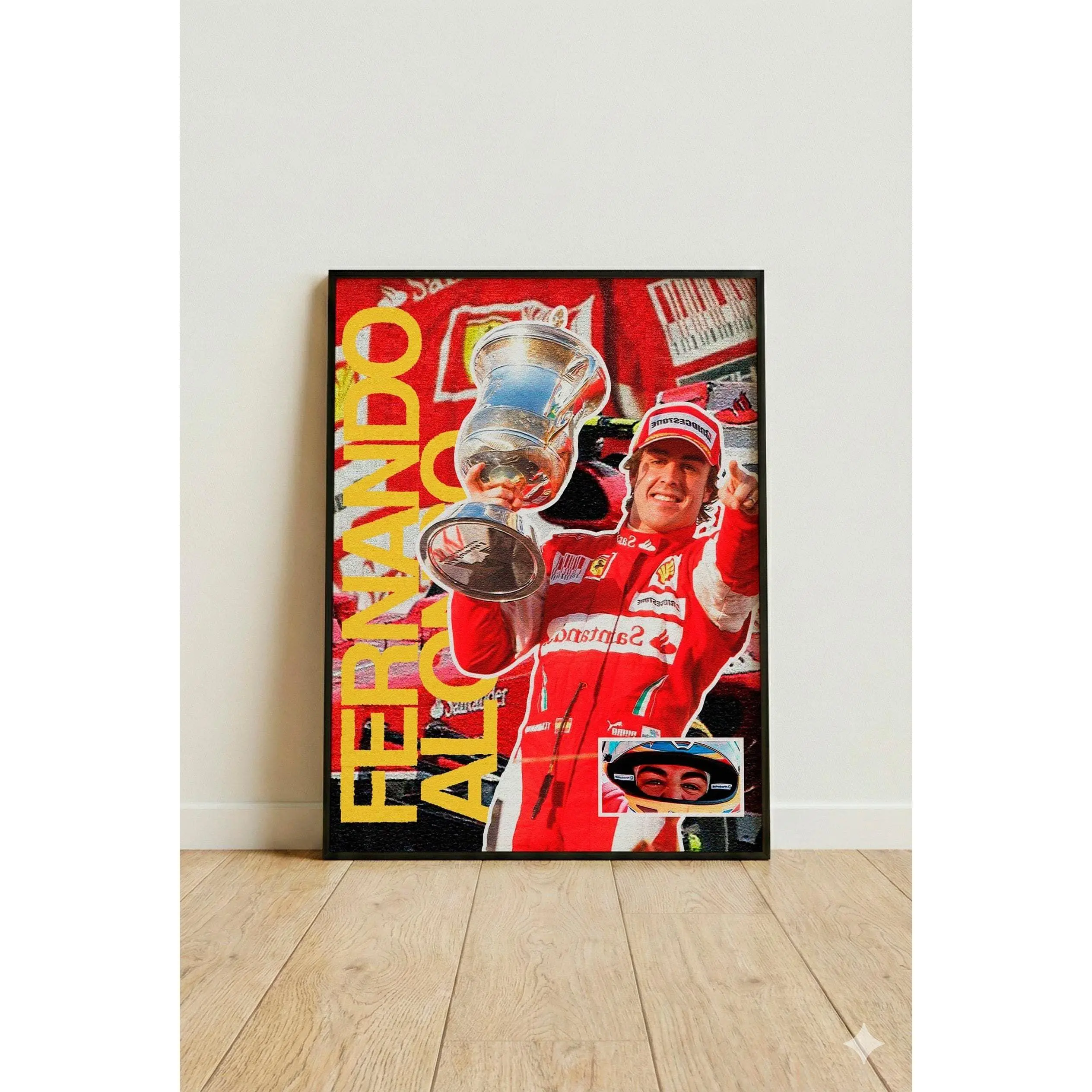 [Racing Decor - Sale Up To 40%] [Unframe] Fernando Alonso Ferrari Poster, Vintage Formula Racing Wall Art, F1 Motorsport Print, Spanish Grand Prix Decor, Classic Motorsport Artwork