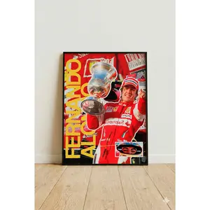 [Racing Decor - Sale Up To 40%] [Unframe] Fernando Alonso Ferrari Poster, Vintage Formula Racing Wall Art, F1 Motorsport Print, Spanish Grand Prix Decor, Classic Motorsport Artwork