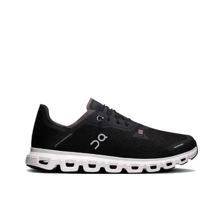 All-black Knit Mesh Breathable Sneakers, White Perforated Outsole Elevates Air Ventilation to relieve sweaty feet and accumulated leg soreness on short trips and jogs