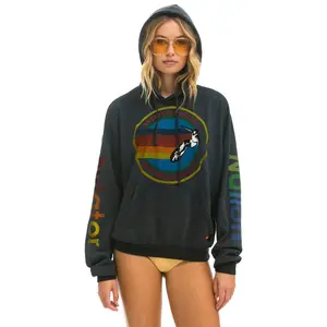 AVIATOR NATION SAN FRANCISCO RELAXED PULLOVER HOODIE - CHARCOAL