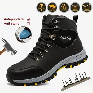 Men's Safety Work Boots, Steel Toe Wear-resistant Anti-smash Shoes, Casual Heavy-duty Puncture-proof Comfortable Safety Shoes, Outdoor Warehouse Protective Shoes