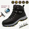 Men's Steel Toe Heavy-Duty Work & Safety Walking Shoes, Athletic Minimalist Round Toe Fabric Footwear with Anti-Smash, Puncture-Proof, Wear-Resistant Features, Durable Flexible Sole for Outdoor Warehouse Use