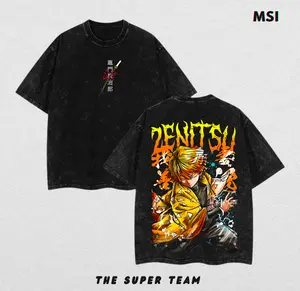 Zenitsu - Demon Slayer Clothing Washed Cotton T-Shirt. Premium fit with vintage wash featuring. A must-have for Jujutsu Kaisen anime fans and streetwear lovers graphic tee Graphic Streetwear T-shirt good graphic tees boys merch