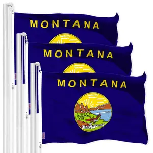 G128 3 Pack: Montana MT  | 3x5 Ft | LiteWeave Pro Series Printed 150D Polyester | Indoor/Outdoor, Vibrant Colors, Brass Grommets, Thicker and More Durable Than 100D 75D Polyester