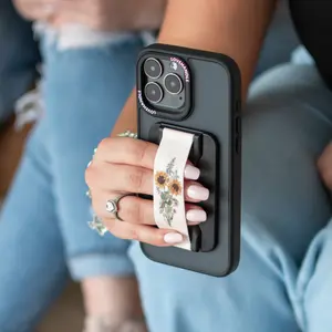 PRO for MAGSAFE DESIGNS - Removable Magnetic Phone Grip: Magnetic Grip, Kickstand, Wireless Charging Compatible, Silicone Strap, Securely Attaches to MagSafe-Compatible Cases, Easy On/Off, Stronger Magnets Cellphone