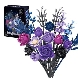 Velvety Purple Dream Botanical Flower Building Set: 815pcs Lavender & Rose Bouquet | Enchanted Garden Aesthetic Plant Decor | Mother’s Day & Anniversary Gift for Her
