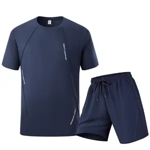 Men’s summer short-sleeve T-shirt and shorts set—casual, breathable, quick-drying, and moisture-wicking; suitable for outdoor sports, fitness, and running.