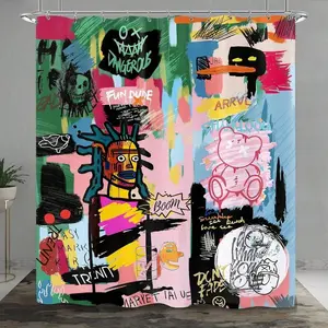 Abstract Colorful Graffiti Art Shower Curtain Funny Cool Men Shower Curtain For Bathroom Set Cool Fun Fabric Waterproof Shower Curtain For Bathtub Decor Decoration With Hooks  Water Resistant Shower Curtain Quick Dry Bath Curtains Bathroom Decor