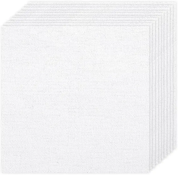 10 PCS White Linen Needlework Embroidery Fabric Cloth (5.9 × 5.9 Inch) | Pre-Cut Natural Embroidery Fabric Cloth Squares for Embroidery Garment Craft