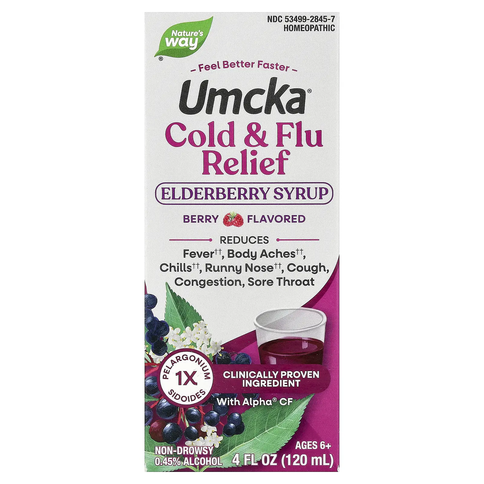 Nature's Way Umcka®, Cold & Flu Relief Elderberry Syrup, Ages 6+, Berry, 4 fl oz (120 ml) | HSA/FSA Eligible