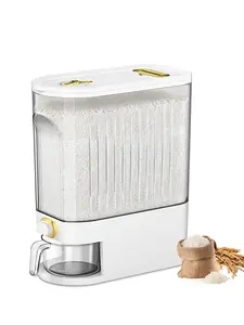 1pc 5kg/10kg Clear Rice Dispenser, Large Cereal Dispenser with Lid Time Scale, Measuring Cylinder Moisture Proof Airtight Food Dispenser Bucket for Rice, Corn,Coffee Bean,Grain,Soybean & Oatmeal