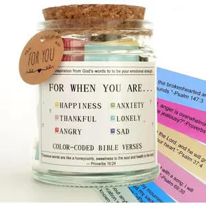 Bible Verses Jar, the Hope Jar Read When Bible Verses Jar with Colored Bible Verses, Scripture Prayer Jar Bible Gifts for Women Church Faith Based
