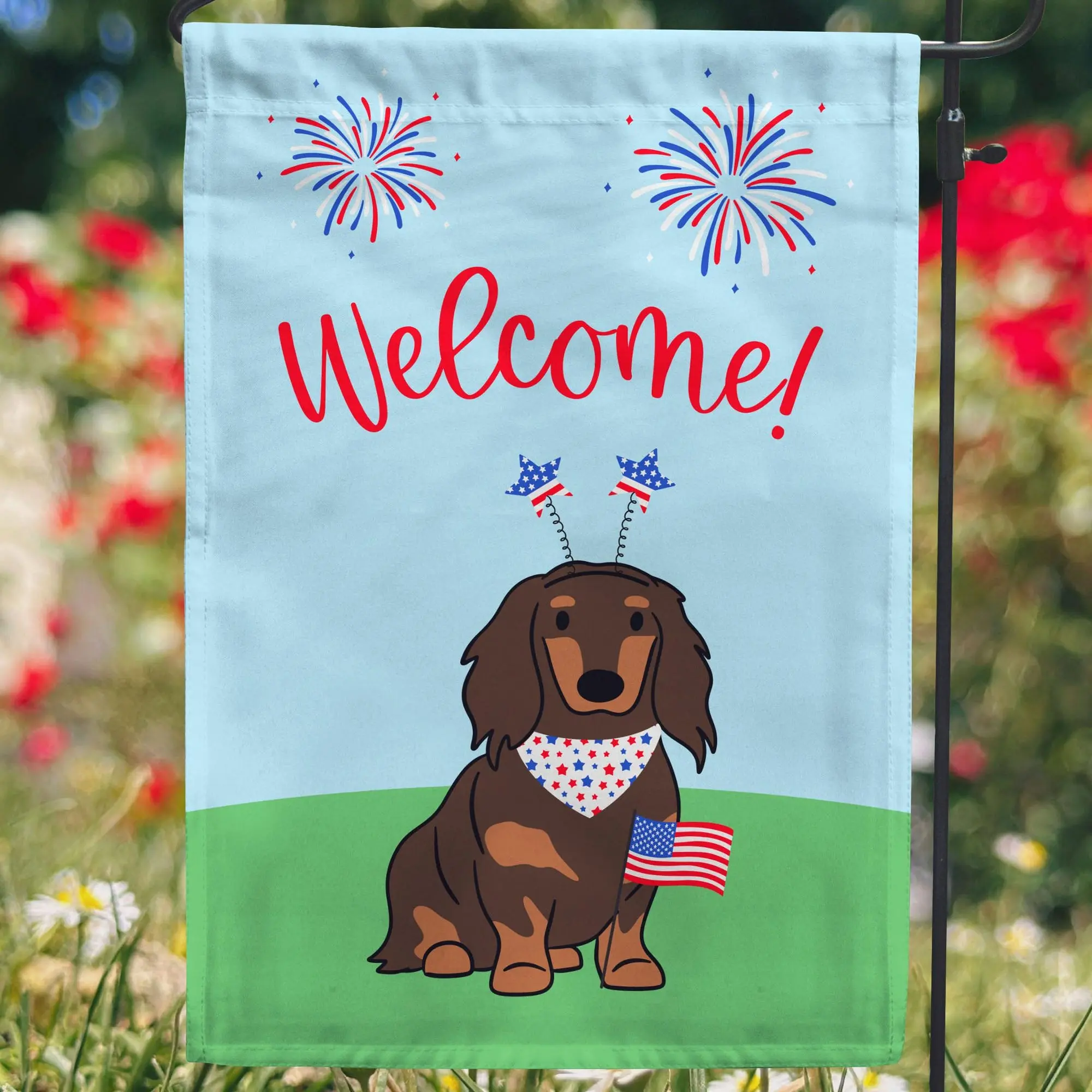 Dachshund 4Th Of July Garden Flag Pick Your Dachshund Color! Independence Day Garden Flag Dachshund Gifts Doxie Gifts 45803 387