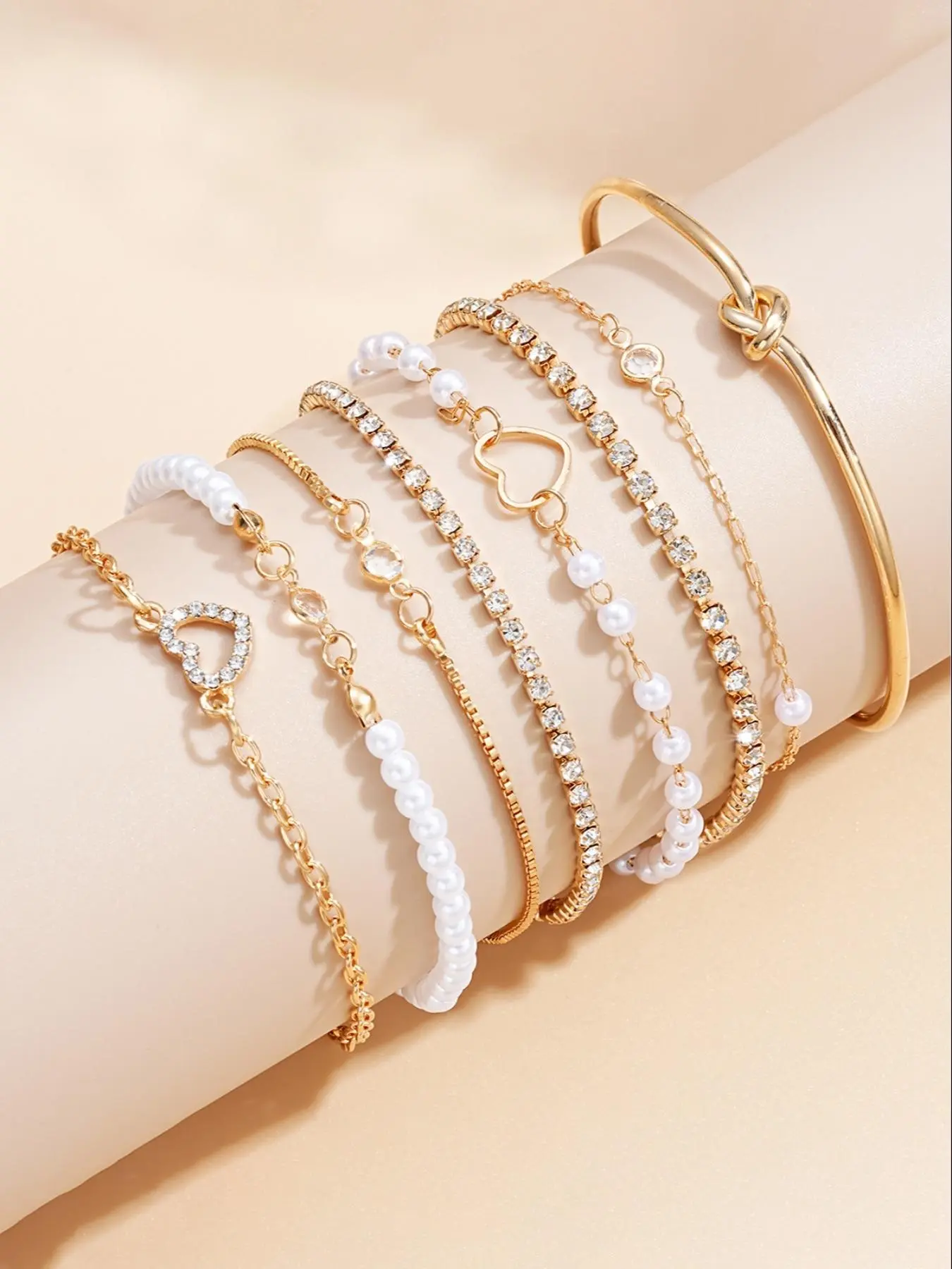 Elegant Vintage Zinc Alloy Bracelet Set, 19 Pieces with Faux Pearls & Geometric Design, Perfect Gift for All Occasions, Exquisite Trendy Bracelet, Bracelets Jewelry, Pretty Bracelet, Beautiful Bracelets