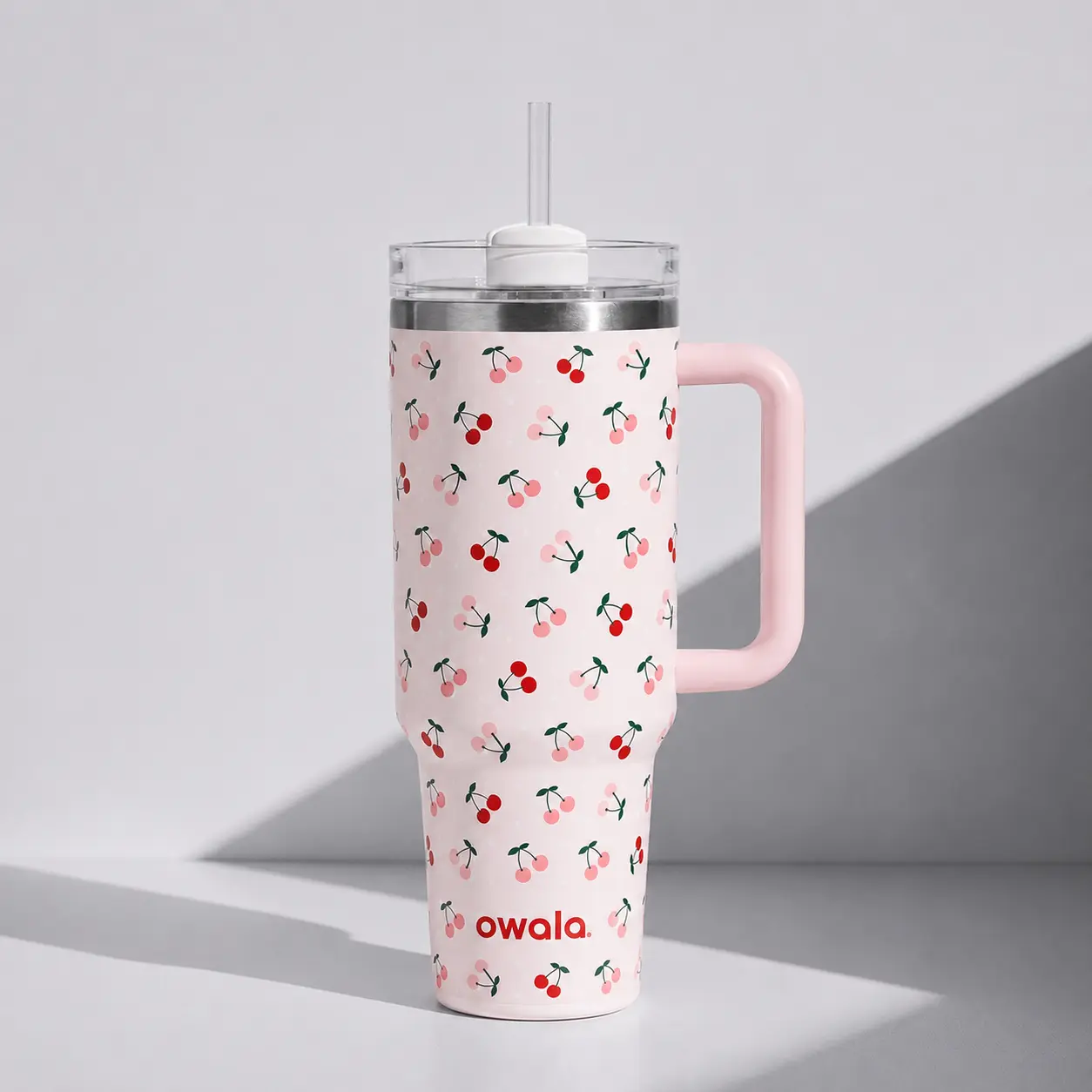 Limited Edition 2026 Owala Cherry Pie 40oz Tumbler, Insulated Stainless Steel Travel Mug with Handle & Straw, Leakproof Cup Holder Friendly Water Bottle, Perfect Gift for Women