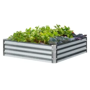 EarthMark MGB-L023 Bajo Series 40 x 40 x 10 in. Square Galvanized Metal Raised Garden Bed
