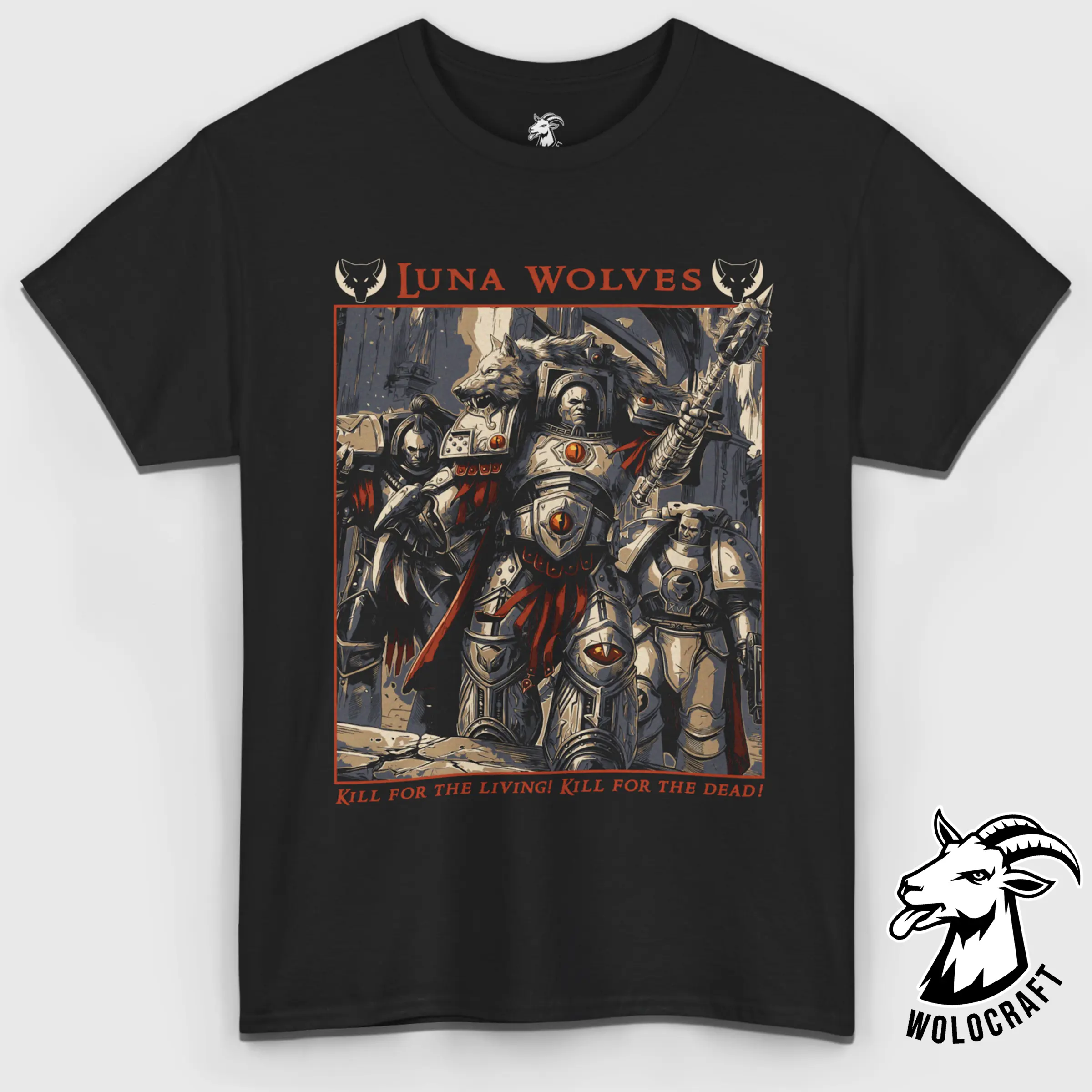 Warhammer 40K Luna Wolves T-Shirt – For the Warmaster Graphic Tee, Horus Heresy Shirt , Unisex Cotton Top for Sci-Fi Gamers & Collectors, Grimdark Fan Apparel