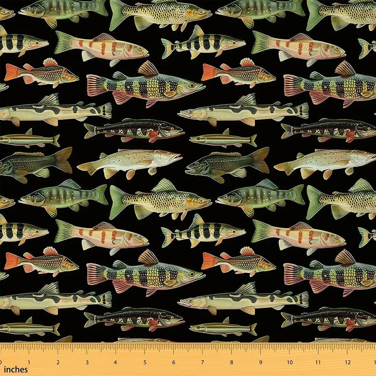 Fishing Fabric Vintage Pike Fish Upholstery Chairs Fabric Fishing and Hunting Women Men,Soft Flannel