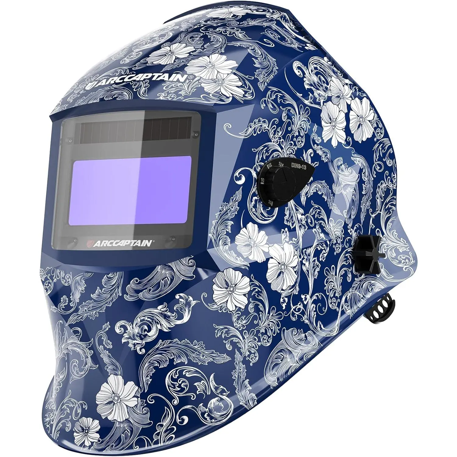 Large Viewing Screen Welding Helmet, 1/1/1/1 Top Optical Clarity Auto Darkening Welding Hood, 4 Arc Sensor 1/25000s Response Time True Color Weld Hood Helmet HSH-S800 Flower