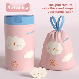 240PC 120PC 60PC Drawstring printed cleaning bags for home use, thickened, portable, extra thick storage bags, large cartoon tear-resistant bags for kitchen use