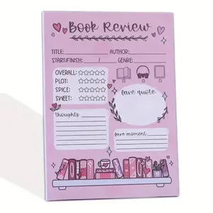 Pink Book Review Notepad for Book Lovers