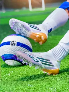 Parent-Child Pink Gradient High-Top Sock-Fit Professional Football Boots, Sport Competitive Style, Breathable Sock-Fit Material + Professional Football Studs, Parent-Child Compatible, Pink Gradient Eye-Catching, Competitive Practical ,Ideal for Football