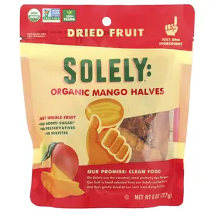 Solely Organic Dried Fruit, Mango Halves, 8 oz (227 g)